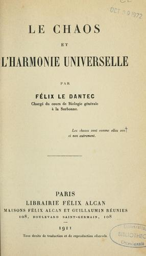 Le chaos et l'harmonie universelle