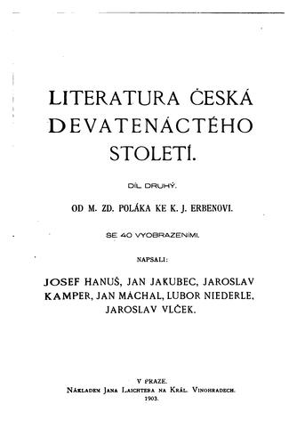 Literatura česká devatenáctého století: od josefinského obrození až po ...