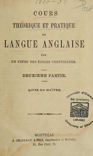 Cours théorique et pratique de langue anglaise, deuxième partie, livre du maître \