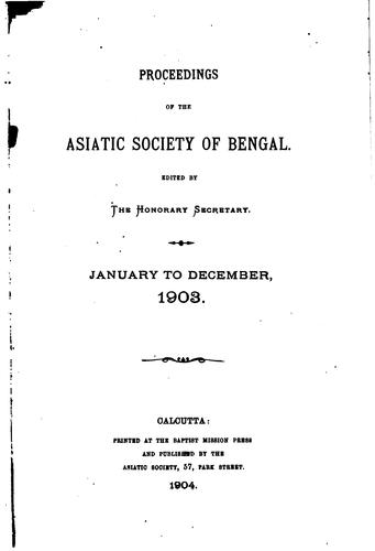 Proceedings of the Asiatic Society of Bengal