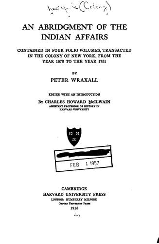 An abridgment of the Indian affairs contained in four folio volumes