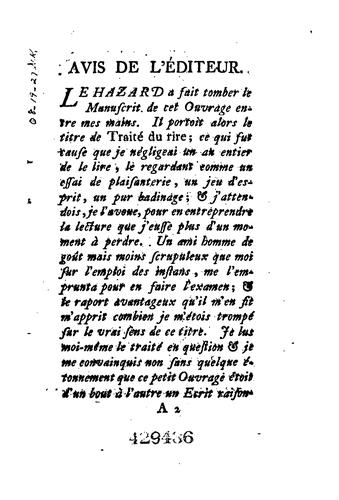 Traité des causes physiques et morales du rire, relativement à l'art de l'exciter, ..
