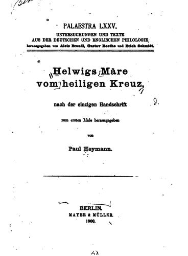 Helwig's Märe vom heiligen kreuz