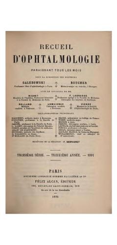 Recueil d'ophtalmologie