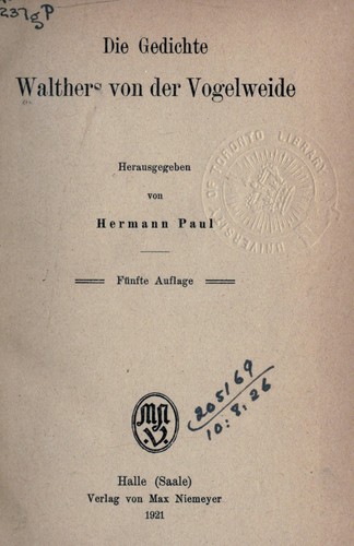 Die Gedichte Walthers von der Vogelweide