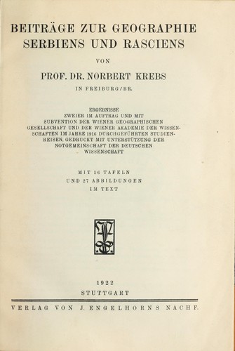 Beiträge zur Geographie Serbiens und Rasciens