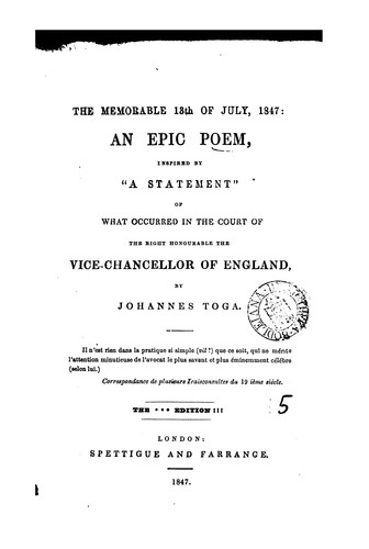 The memorable 13th of July, 1847, an epic poem