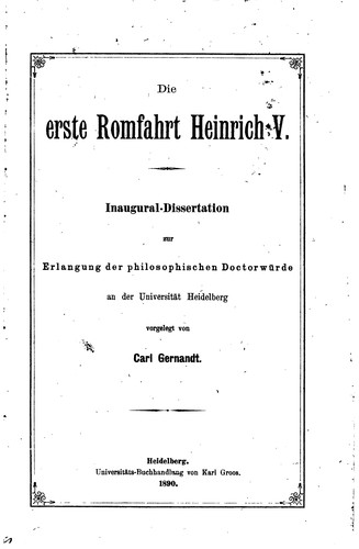 Die erst Romfahrt Heinrich V.