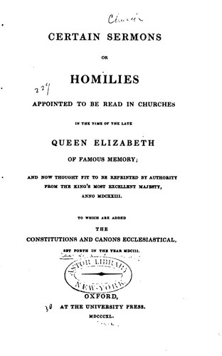 Certain sermons or homilies