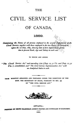 The Civil Service List of Canada ...