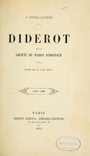 Diderot et la société du Baron d'Holbach