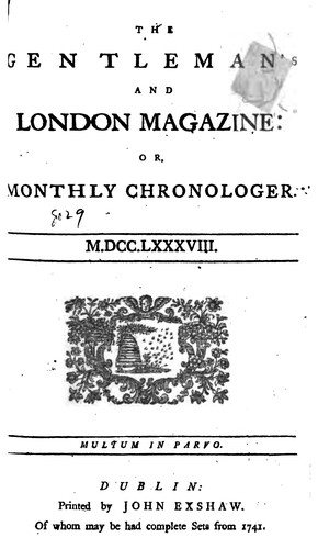 The Gentleman's and London Magazine: Or Monthly Chronologer, 1741-1794
