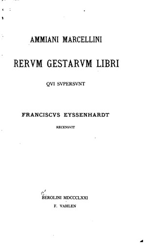 Ammiani Marcellini Rerum gestarum libri