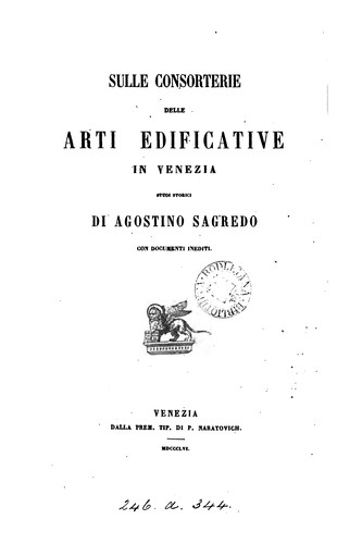 Sulle consorterie delle arti edificative in Venezia