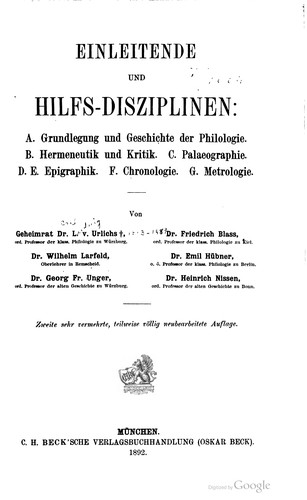 Einleitende und Hilfs-Disziplinen