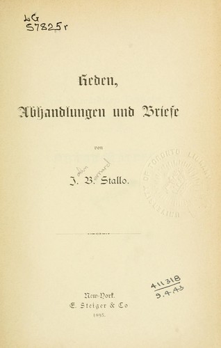 Reden, Abhandlungen und Briefe