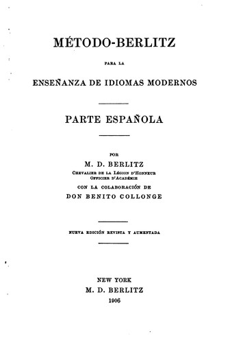 Método-berlitz para la enseñanza de idiomas modernos: Parte española