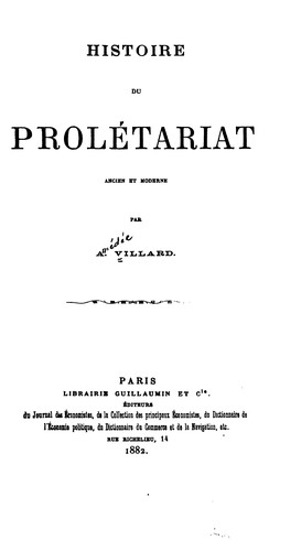 Histoire du prolétariat ancien et moderne