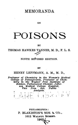 Memoranda on poisons
