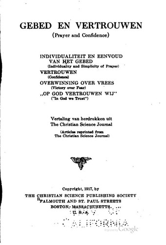 Gebed en vertrouwen (Prayer and confidence): Individualiteit en eenvoud van ...