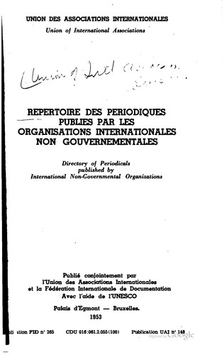 Répertoire des périodiques publiés par les organisations internationales non gouvernmentales