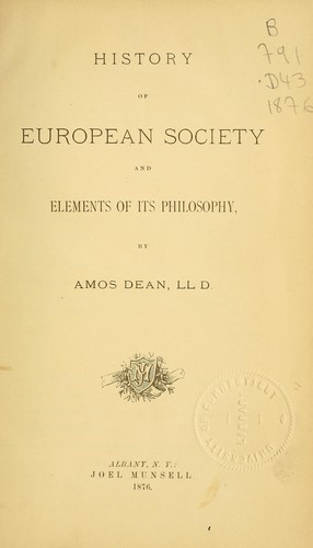 History of European society and elements of its philosophy