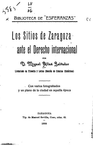 Los sitios de Zaragoza ante el derecho internacional