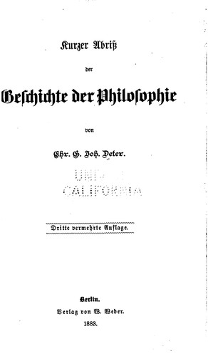 Kurzer Abriss der Geschichte der Philosophie