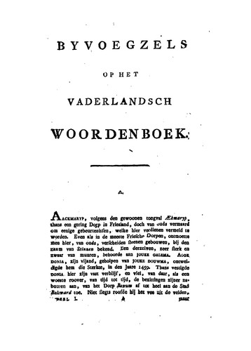 Vaderlandsch woordenboek: Byvoegzels op het vaderlandsch woordenboek
