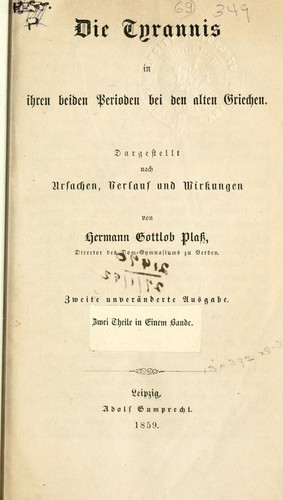 Die Tyrannis in ihren beiden Perioden bei den alten Griechen