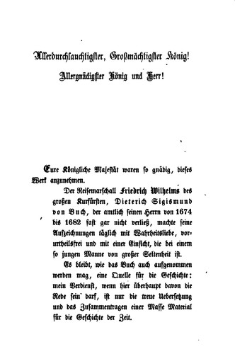 Tagebuch Dieterich Sigismund's von Buch aus den jahren 1674 bis 1683
