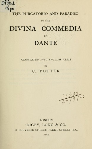 The Purgatorio and Paradiso of the Divina Commedia