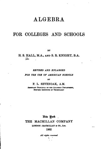 Algebra for Colleges and Schools