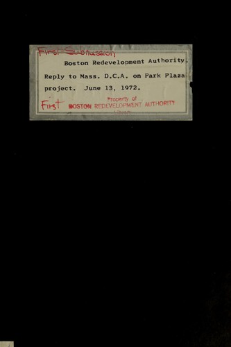 Reply to the commissioner of the Massachusetts department of community affairs regarding the park plaza urban renewal plan