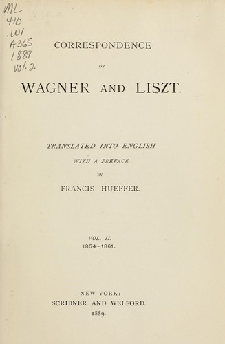 Correspondence of Wagner and Liszt