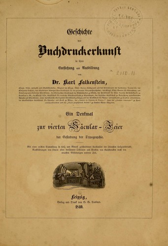 Geschichte der Buchdruckerkunst in ihrer Entstehung und Ausbildung