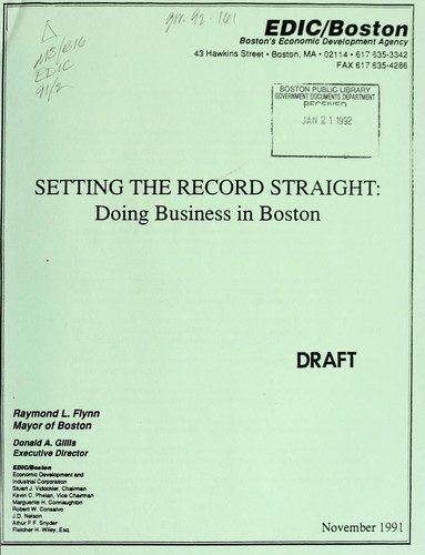 Setting the record straight: doing business in Boston. (draft)