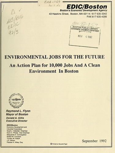 Environmental jobs for the future: an action plan for 10,000 jobs and a clean environment in Boston