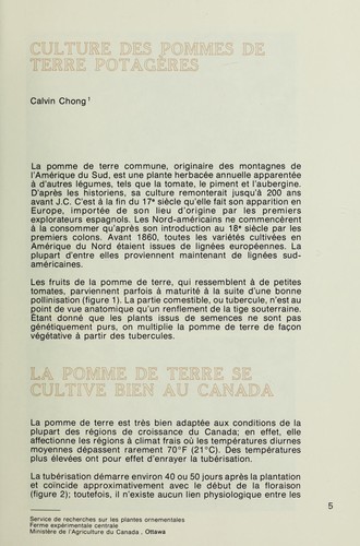 CULTURE DES POMMES DE TERRE POTAGERES