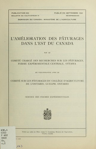 L'amélioration des pâturages dans l'est du Canada