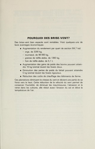 PLANTATIONS BRISE-VENT POUR LA REGION DE LA RIVIERE DE LA PAIX