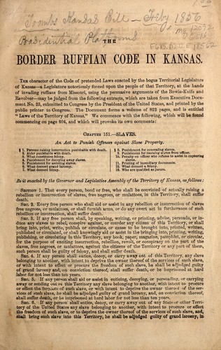 The Border Ruffian code in Kansas