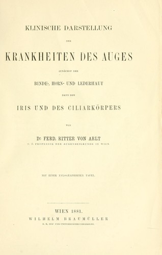 Klinische Darstellung der Krankheiten des Auges