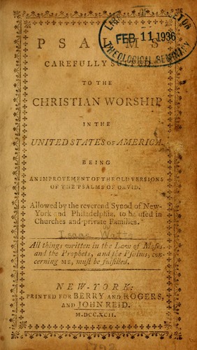 Psalms, carefully suited to the Christian worship in the United States of America