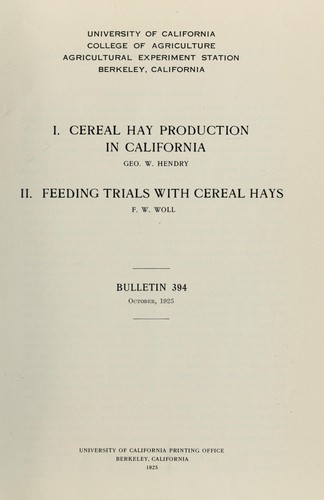 Cereal hay production in California