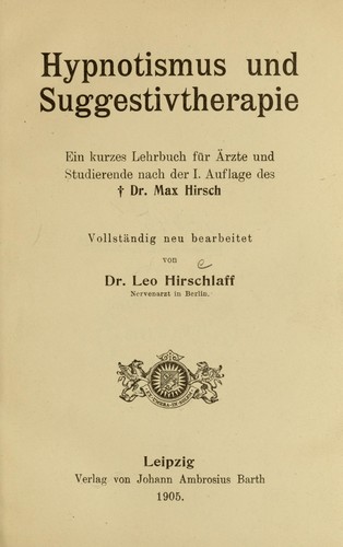 Hypnotismus und Suggestivtherapie
