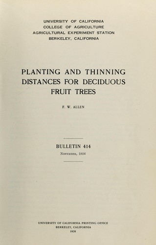 Planting and thinning distances for deciduous fruit trees