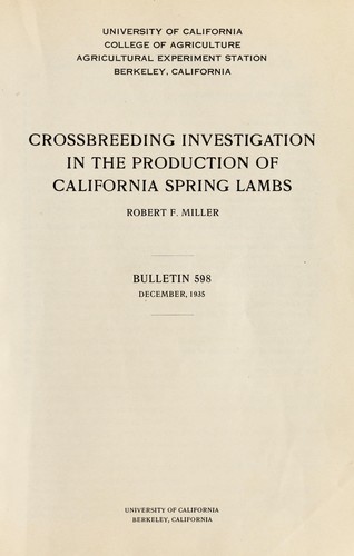 Crossbreeding investigation in the production of California spring lambs
