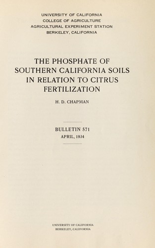 The phosphate of southern California soils in relation to citrus fertilization