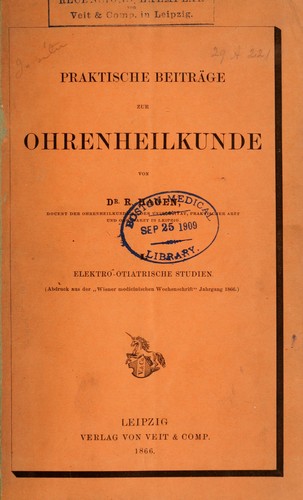 Praktische Beiträge zur Ohrenheilkunde